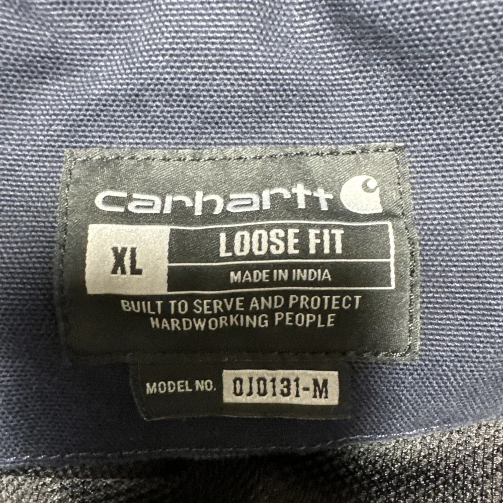Carhartt Jacket Men XL Blue Loose Firm Duck Canvas Thermal Lined Hooded Workwear